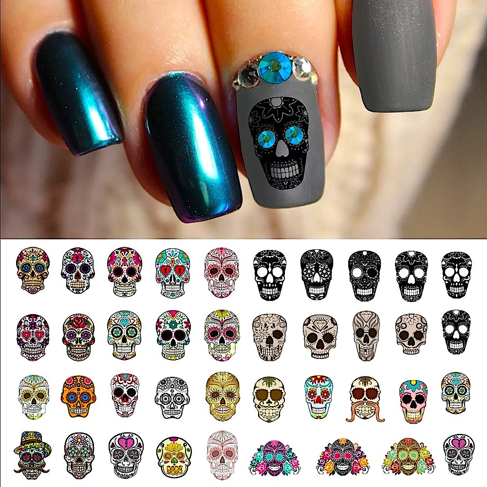 💌BO/GO$6 Day of the Dead water Transfer Nail Decals